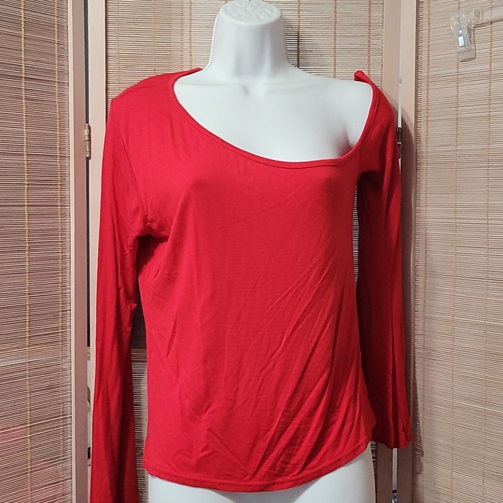Cold shoulder red blouse